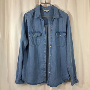 Lucky Brand Denim Button Down Shirt Women’s Medium Blue Long Sleeve Chambray Top